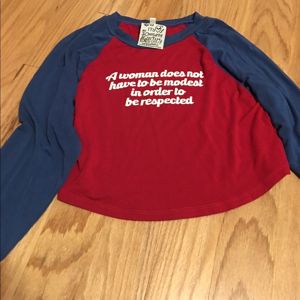 Omighty respect women raglan crop top sz s
